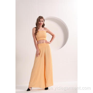 Frauen Yellow Strip Wide Leg Pants